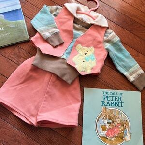 Vintage Teddy Bear Three-Piece Baby Toddler Outfit, Spring Easter 12m (Measured)